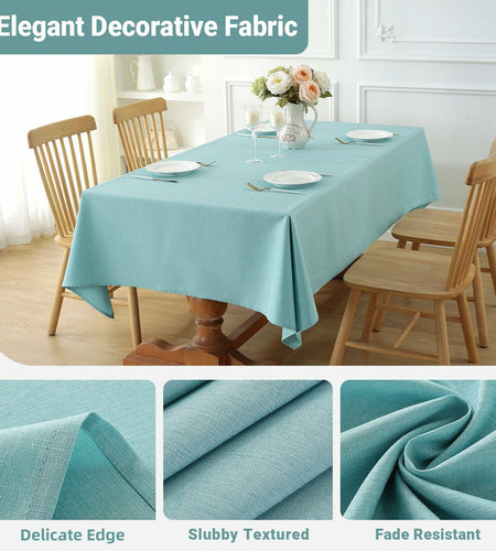 Laolitou Square Tablecloth 60x60in Blue Linen Waterproof Washable