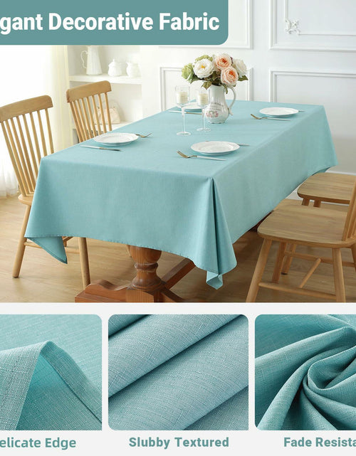 Load image into Gallery viewer, Laolitou Square Tablecloth 60x60in Blue Linen Waterproof Washable
