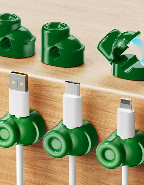 Load image into Gallery viewer, gliship 6 Pack Magnetic Cable Clips Adjustable Cord Holder Green
