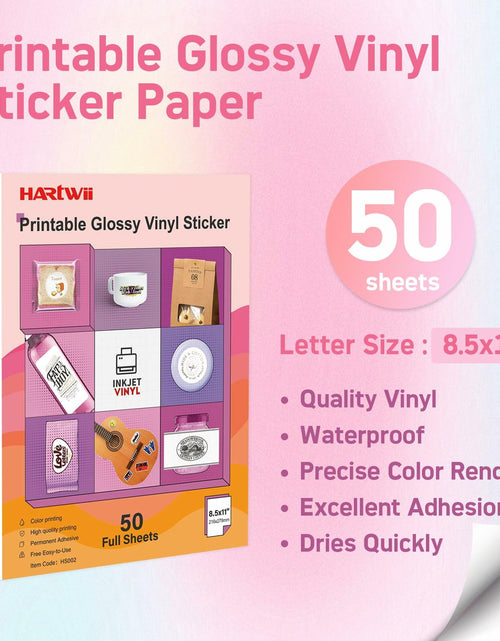 Load image into Gallery viewer, Hartwii Glossy Vinyl Sticker Paper 8.5x11in Letter Size 50 Sheets
