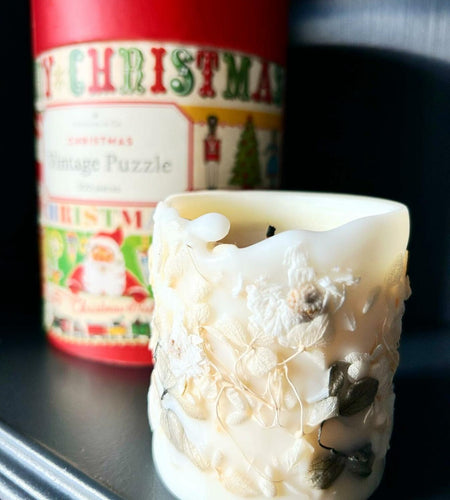 Botanical Candle Hand-Poured Soy Wax with Real Flowers 5 Scents Decorative