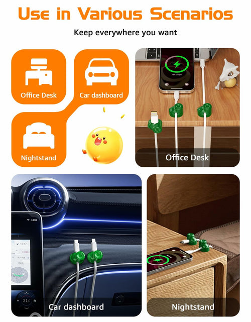 Load image into Gallery viewer, gliship 6 Pack Magnetic Cable Clips Adjustable Cord Holder Green
