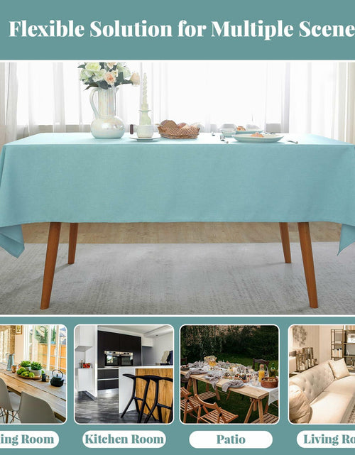 Load image into Gallery viewer, Laolitou Square Tablecloth 60x60in Blue Linen Waterproof Washable
