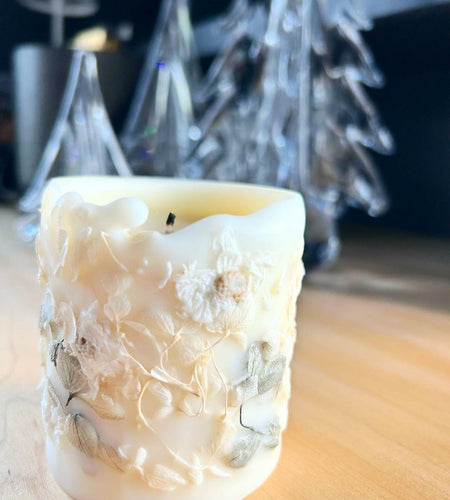 Botanical Candle Hand-Poured Soy Wax with Real Flowers 5 Scents Decorative