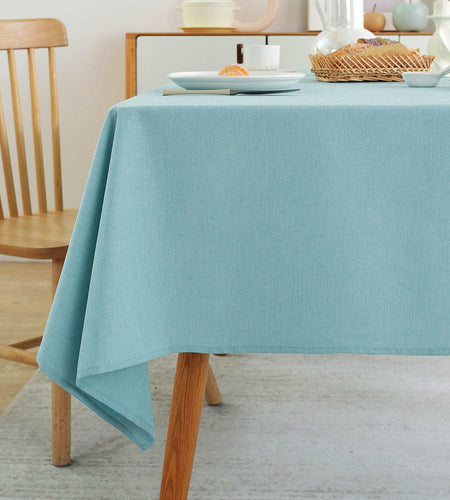 Laolitou Square Tablecloth 60x60in Blue Linen Waterproof Washable