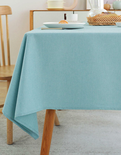 Load image into Gallery viewer, Laolitou Square Tablecloth 60x60in Blue Linen Waterproof Washable
