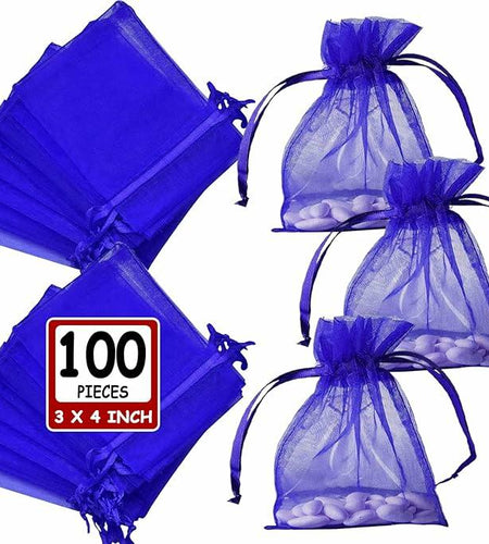 Ableme Deco Purple Organza Drawstring Bags 3x4 Inch 100 Pcs