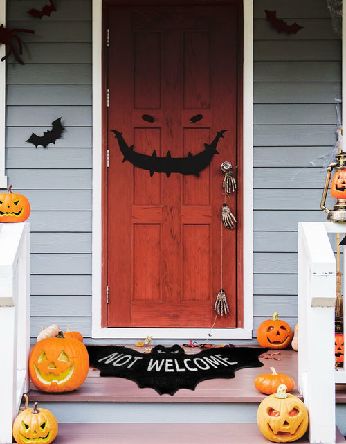 Load image into Gallery viewer, Drydiet Halloween Unwelcome Bat Door Mat 20x40 Large Black Coco Coir
