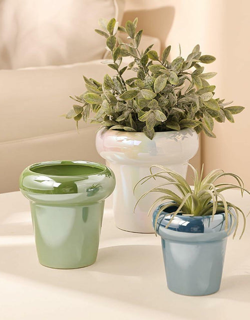 Load image into Gallery viewer, TENLOY 5in Blue Glazed Ceramic Indoor Planter Pot with Drainage Hole
