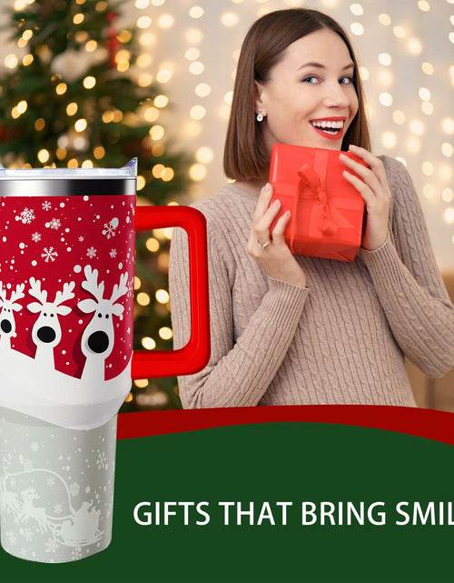 Load image into Gallery viewer, aiwkjdns 40oz Stainless Steel Merry Christmas Tumbler Handle Straw Red Snowman
