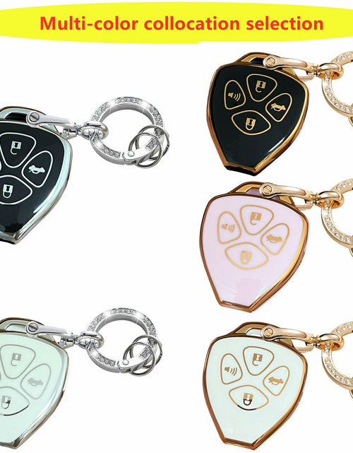 Load image into Gallery viewer, TAPAYICA Toyota Key Fob Cover 4 Buttons White-Gold TPU Shell with Keychain
