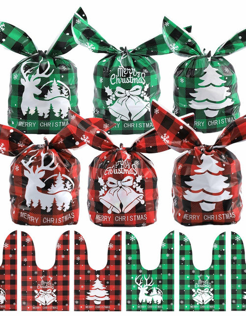 Load image into Gallery viewer, YimeBand 100Pcs Christmas Goodies Gift Bags 6 Styles Small Plastic
