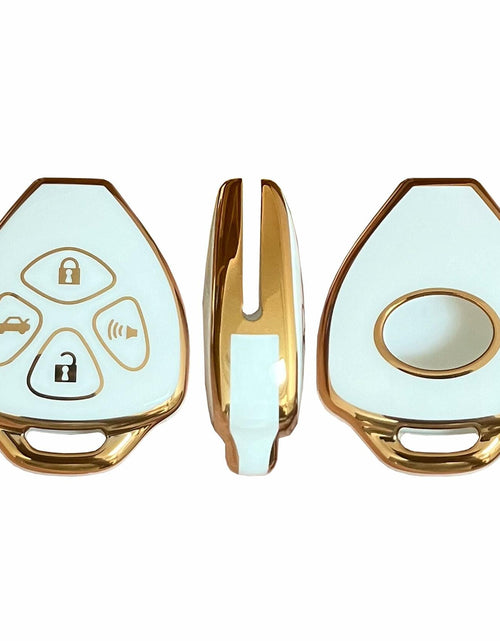 Load image into Gallery viewer, TAPAYICA Toyota Key Fob Cover 4 Buttons White-Gold TPU Shell with Keychain
