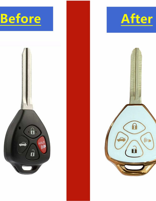 Load image into Gallery viewer, TAPAYICA Toyota Key Fob Cover 4 Buttons White-Gold TPU Shell with Keychain
