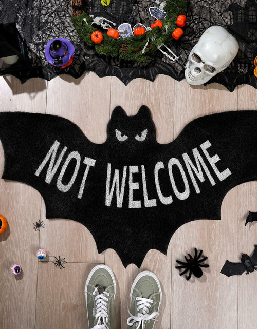 Load image into Gallery viewer, Drydiet Halloween Unwelcome Bat Door Mat 20x40 Large Black Coco Coir
