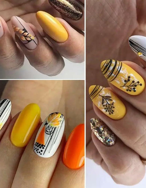 Load image into Gallery viewer, YEFIUO Fall Winter Maple Leaf Pumpkin Nail Art Stickers Water Transfer 12 in 1
