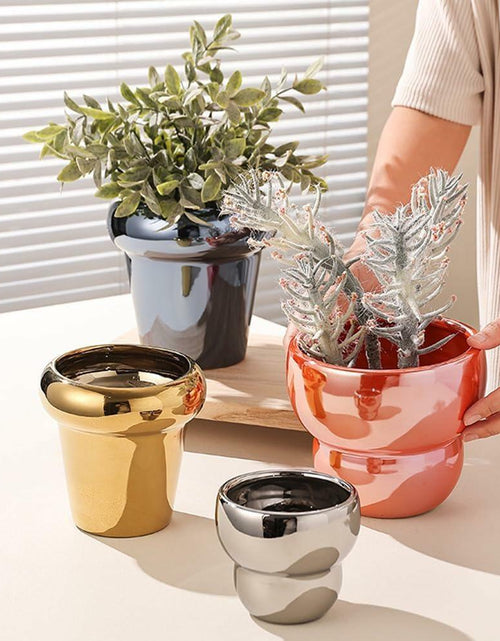 Load image into Gallery viewer, TENLOY 5in Blue Glazed Ceramic Indoor Planter Pot with Drainage Hole
