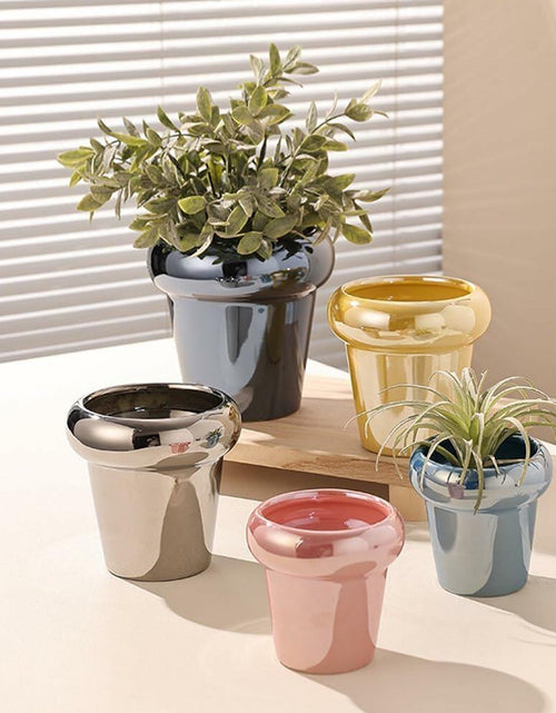 Load image into Gallery viewer, TENLOY 5in Blue Glazed Ceramic Indoor Planter Pot with Drainage Hole

