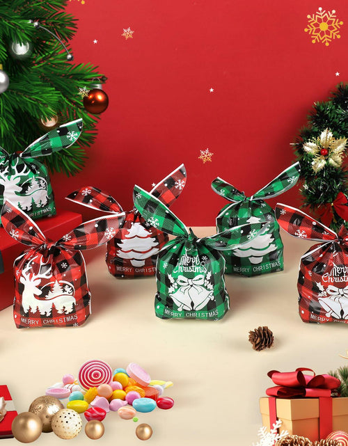 Load image into Gallery viewer, YimeBand 100Pcs Christmas Goodies Gift Bags 6 Styles Small Plastic
