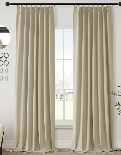 Load image into Gallery viewer, ChrisDowa Pinch Pleated Blackout Linen Curtains 40x102in Greyish Beige 2 Panels
