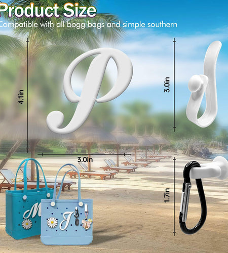 MISHANIER 4 Pcs Alphabet Silicone Charms for Bogg Bag Accessories P Color
