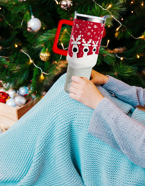 Load image into Gallery viewer, aiwkjdns 40oz Stainless Steel Merry Christmas Tumbler Handle Straw Red Snowman
