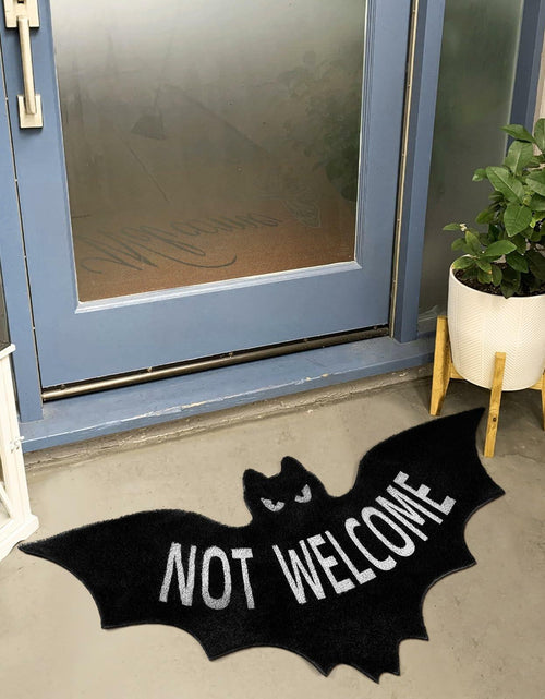 Load image into Gallery viewer, Drydiet Halloween Unwelcome Bat Door Mat 20x40 Large Black Coco Coir
