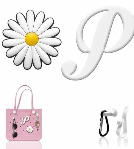 MISHANIER 4 Pcs Alphabet Silicone Charms for Bogg Bag Accessories P Color