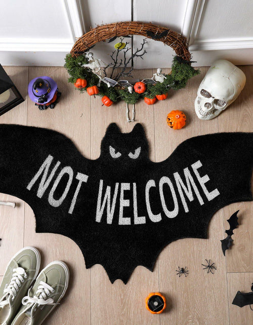 Load image into Gallery viewer, Drydiet Halloween Unwelcome Bat Door Mat 20x40 Large Black Coco Coir
