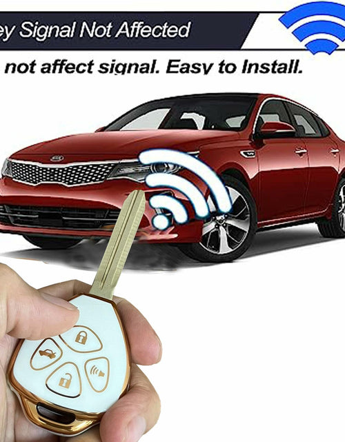 Load image into Gallery viewer, TAPAYICA Toyota Key Fob Cover 4 Buttons White-Gold TPU Shell with Keychain

