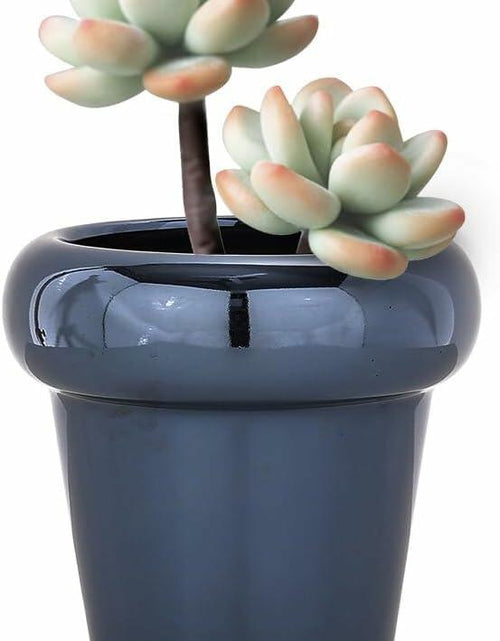 Load image into Gallery viewer, TENLOY 5in Blue Glazed Ceramic Indoor Planter Pot with Drainage Hole
