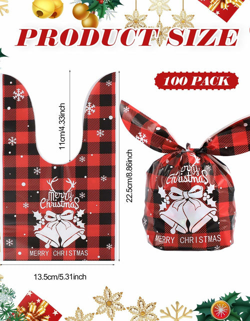 Load image into Gallery viewer, YimeBand 100Pcs Christmas Goodies Gift Bags 6 Styles Small Plastic
