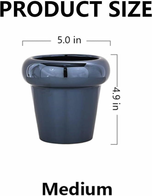 Load image into Gallery viewer, TENLOY 5in Blue Glazed Ceramic Indoor Planter Pot with Drainage Hole
