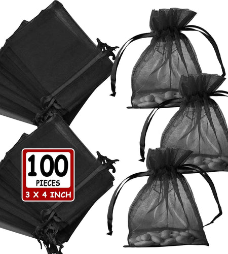 Ableme Deco Purple Organza Drawstring Bags 3x4 Inch 100 Pcs