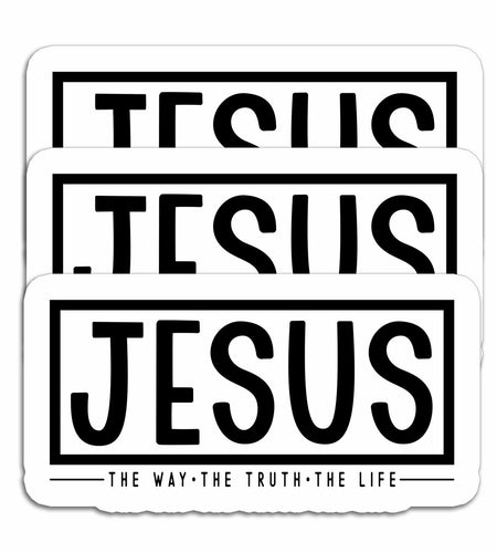 HYKADEUS Jesus The Way Truth Life Christian Bible Verse Stickers 3x1.5 Inch 3Pcs
