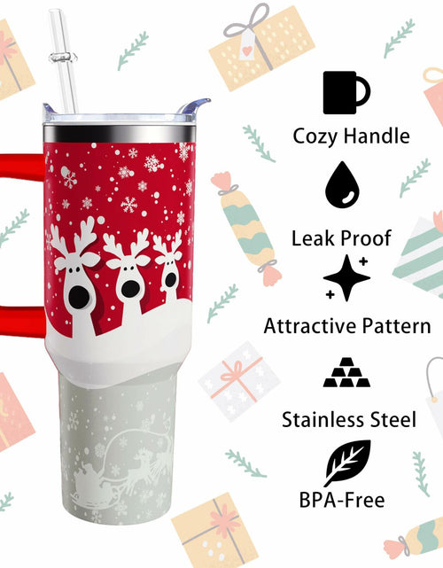 Load image into Gallery viewer, aiwkjdns 40oz Stainless Steel Merry Christmas Tumbler Handle Straw Red Snowman
