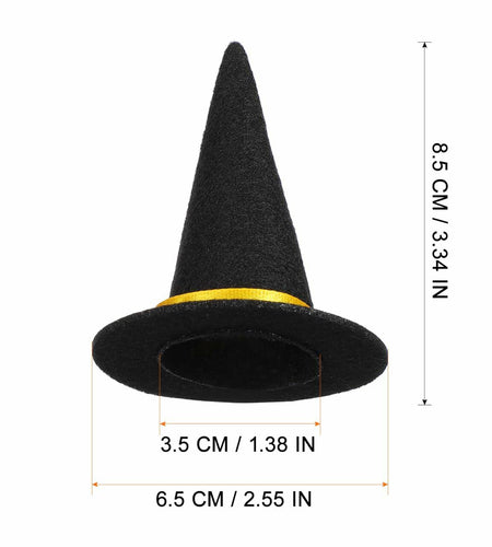 BESTOYARD 48 Pcs Halloween Mini Witch Hats Black Felt Party Favors Decor
