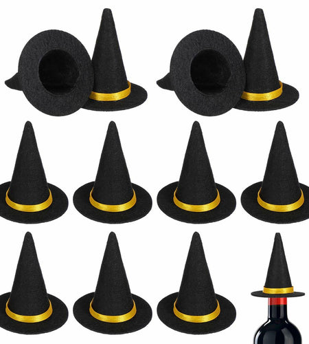 BESTOYARD 48 Pcs Halloween Mini Witch Hats Black Felt Party Favors Decor