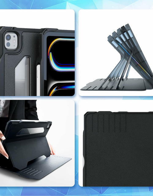 Load image into Gallery viewer, UZBL iPad Pro 13-inch 2024 Vegan Leather Case Magnetic Stand Black
