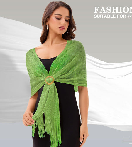Wexnova Women Shawls Wraps Evening Dresses Black Gold Soft Lightweight Chiffon