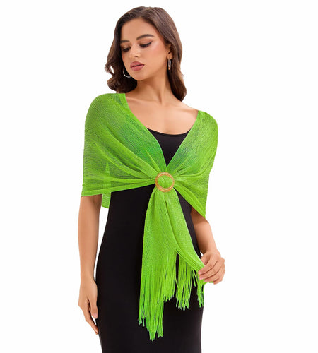 Wexnova Women Shawls Wraps Evening Dresses Black Gold Soft Lightweight Chiffon
