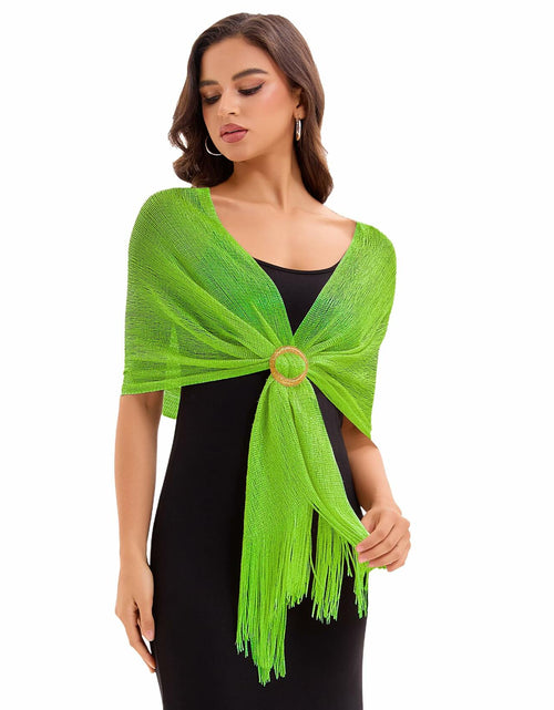 Load image into Gallery viewer, Wexnova Women Shawls Wraps Evening Dresses Black Gold Soft Lightweight Chiffon
