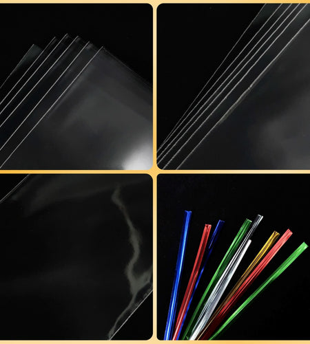 XLSFPY 100 Clear Treat Bags 2x10in with 4in Twist Ties 1.4 mil Thick