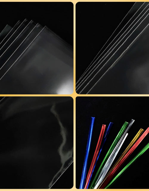 Load image into Gallery viewer, XLSFPY 100 Clear Treat Bags 2x10in with 4in Twist Ties 1.4 mil Thick
