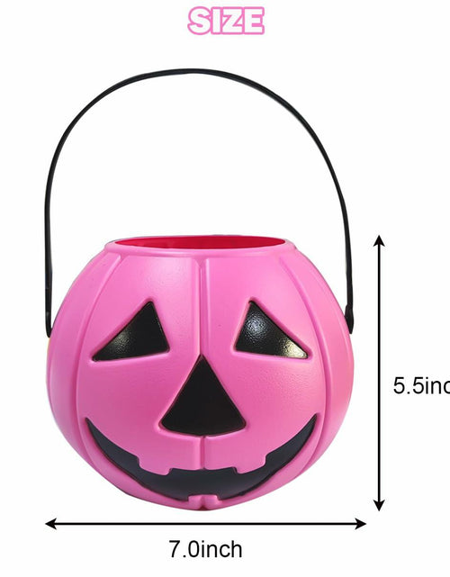 Load image into Gallery viewer, DQFAQYY Pink Pumpkin Bucket 7" Halloween Plastic Candy Bowl 7x7x5.5in
