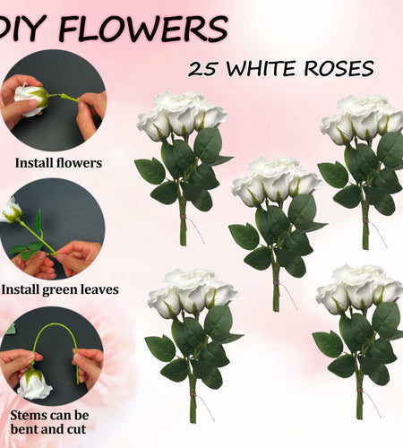 EIGHTOWN DIY Artificial Flowers Indoor 25 Pieces Pink Soap Material