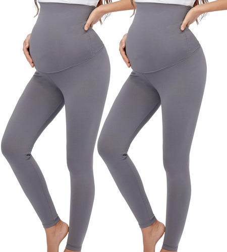 TOUCH LOOM Maternity Leggings High Waist Full Length Pants 2Gray Size XXL
