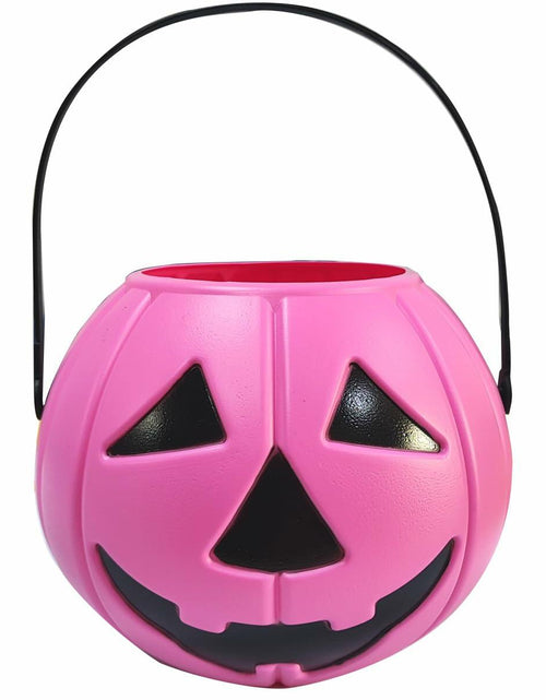 Load image into Gallery viewer, DQFAQYY Pink Pumpkin Bucket 7" Halloween Plastic Candy Bowl 7x7x5.5in
