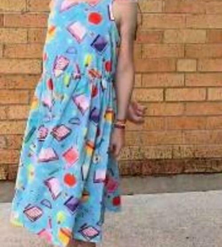 ALLIFly Girls Tie Back Sundress Back to School Blue Size 6