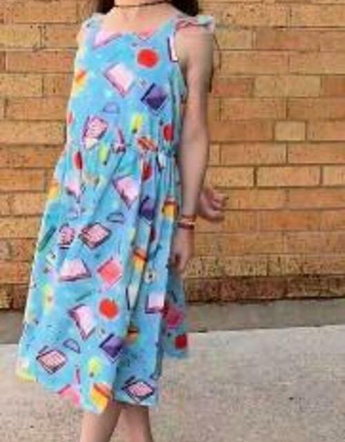 Load image into Gallery viewer, ALLIFly Girls Tie Back Sundress Back to School Blue Size 6
